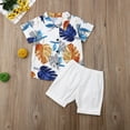 thumbnail image 2 of Kiapeise Baby Boys Clothes Hawaii Print Shirt + Solid Color Short Pants, 2 of 5