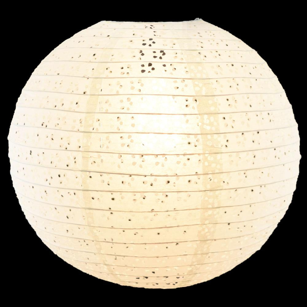 Quasimoon 24' Round Eyelet Lace Look Paper Lantern - White by PaperLanternStore