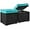 Black/Teal, variant on YUONAO Set of 2 Outdoor Wicker Ottomans with Removable Cushions, Patio Rattan Footrest Side Table with Hidden Storage, Weather-Resistant Seating for Backyard, Porch or Balcony - White Sand/Taupe