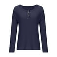 thumbnail image 4 of Chbgutlmr Tops for Women Crewneck Button Slim Fitted Long Sleeve Shirts Solid Color Comfy Going out Top, 4 of 7