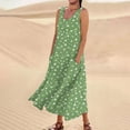 thumbnail image 2 of JULMCOMO Dresses for Women 2024 Casual Scoop Neck Casual Trendy T Shirt Dress Floral Print Oversize Sleeveless Maxi Dress with Pocket Green S, 2 of 6