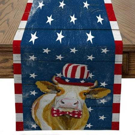 

Popvcly 4th of July Table Runner 13 x 70 Inches Patriotic Memorial Independence Day Decoration Table Runners for Farmhouse Kitchen Dining Holiday Birthday Party