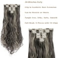 thumbnail image 4 of MY-LADY 8PCS Synthetic Clip in Hair Extensions Double Weft Full Head HairPiece Long Wavy Curly Natural Black Brown Blonde, 4 of 8