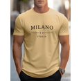 thumbnail image 3 of Men's Summer 100% Cotton Fashion MILANO Letter Printed Loose Large Casual Comfortable Round Neck Short Sleeve T-shirt Top, 3 of 10