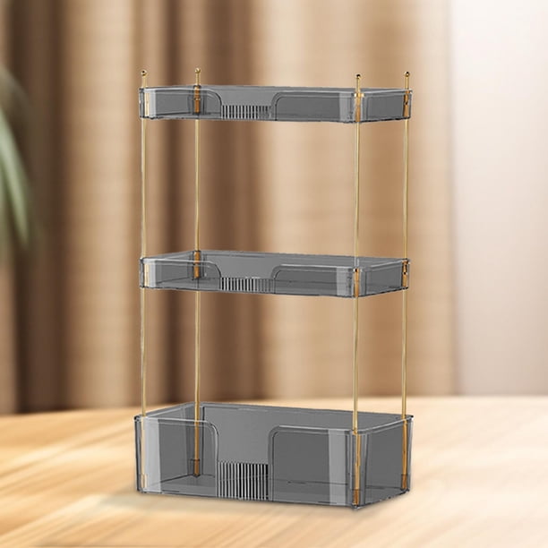 Organizador de baño de 3 niveles, soporte de almacenamiento de maquillaje para tocador de cosméticos de dormitorio Gris