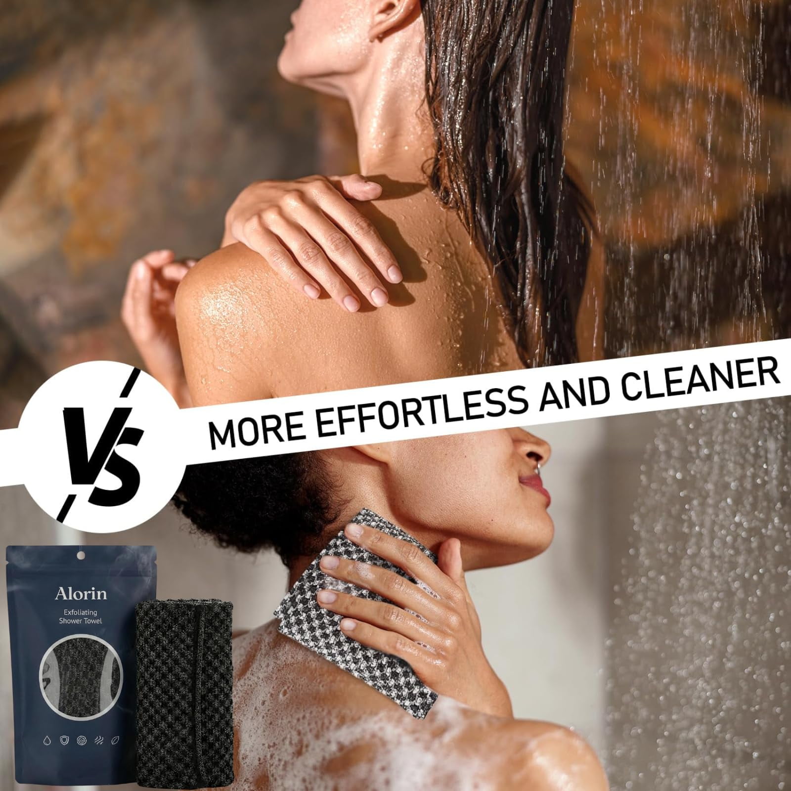 Alorin's Exfoliating Shower Towel, Exfoliating Skin Bath Towel, Premium Scrub Wash Cloth for Body Face, Exfoliating Washcloth for Men and Woman (3 colors-3PC)