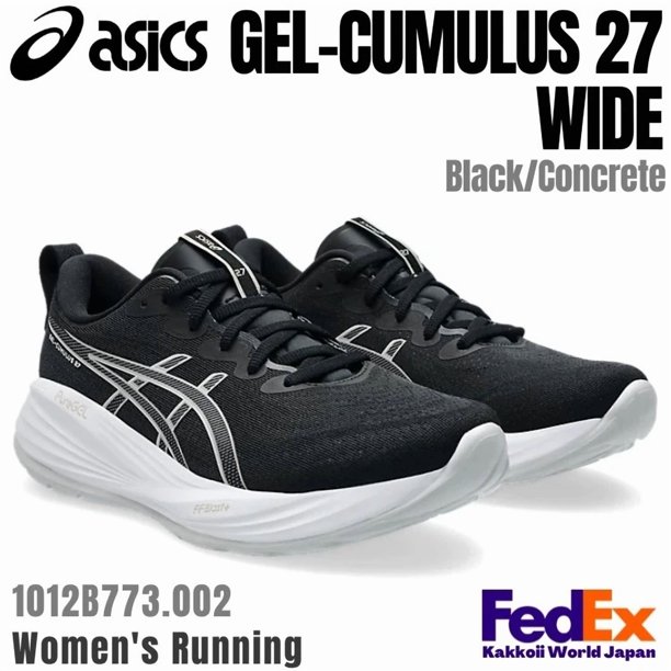 ASICS Women's Running shoes GEL-CUMULUS 27 WIDE Black/Concrete 1012B773.002 NEW!