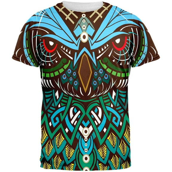 Trippy Owl All Over Adult T-Shirt - Small