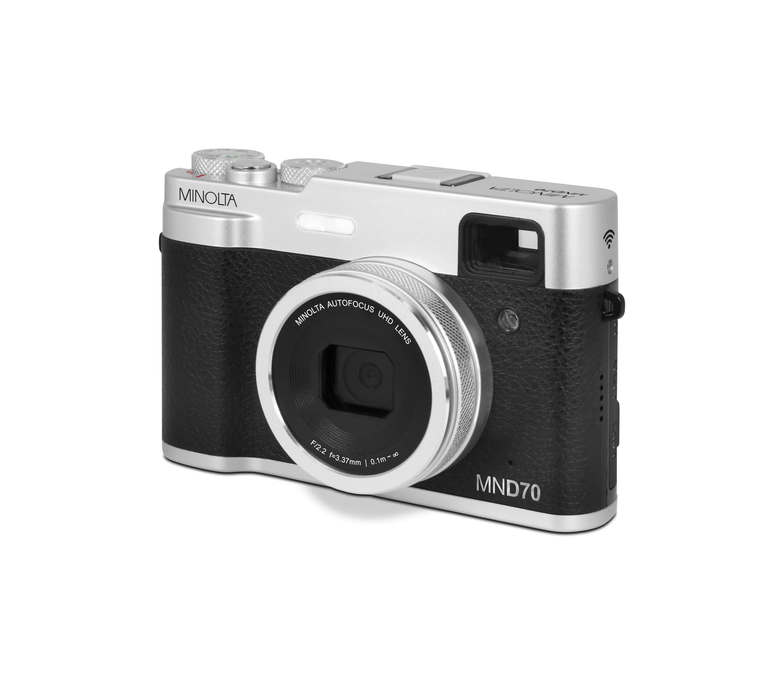 Minolta MND70 Retro 48 MP Autofocus Digital Camera with 5K Ultra HD Video, Rear Selfie Lens & WiFi, Black