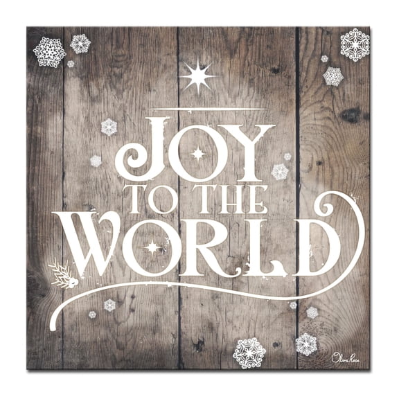 Crafted Creations Brown and White "JOY TO THE WORLD" Christmas Wrapped Square Wall Art Decor 20" x