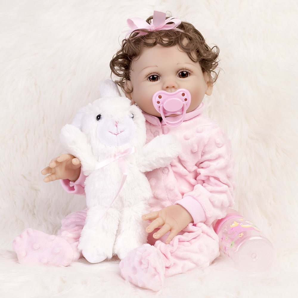 Reborn Baby Dolls Full Body Vinyl 18 inch Lifelike Waterproof Girl Doll Handmade Gift with Accessoreis