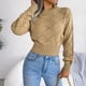 thumbnail image 3 of Gibobby Suéteres para mujer, uéter de cuello alto para mujer, de manga larga, acogedor, cálido, casual, ligero, suave(Caqui,CH), 3 of 5