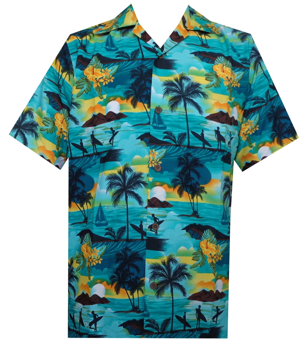 alvish hawaiian shirt 43 mens allover scenic party aloha holiday beach ...