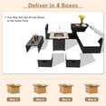 thumbnail image 4 of Topbuy 9 Pieces Outdoor PE Rattan Wicker Sectional Sofa with 42" Gas Fire Pit Table Space-Saving Patio Conversation Set with Storage Box Grey, 4 of 10