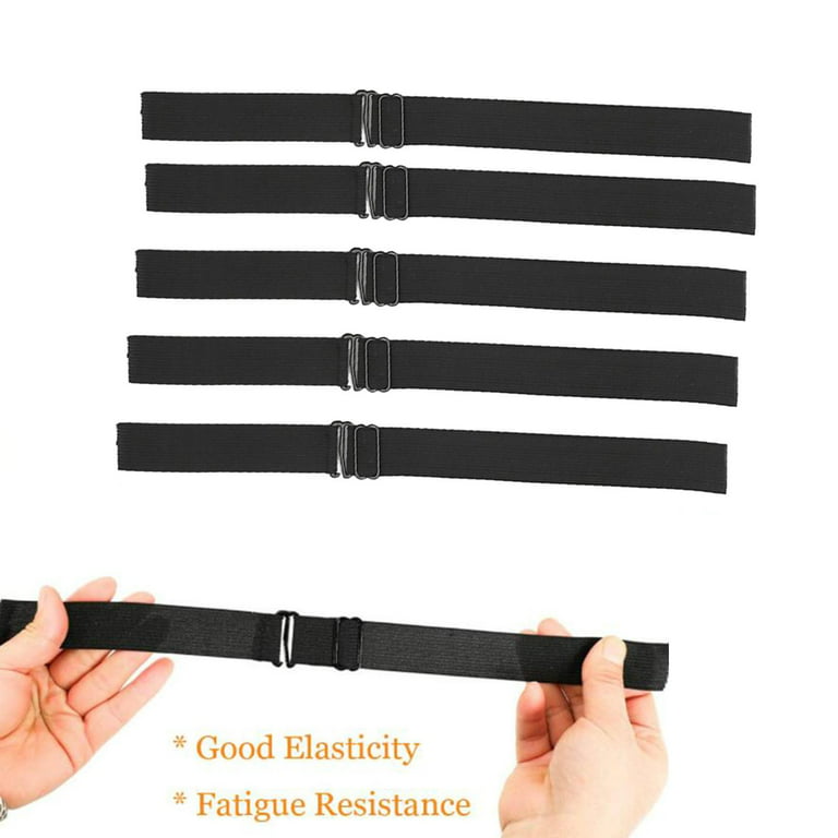 5 Pieces Black Adjustable Elastic Band Straps with Hooks for Making Closure, Size: 2.5x30cm