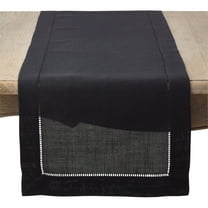 Saro Lifestyle Rochester Collection Hemstitch Table Runner Black 16" x 72"