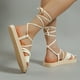 thumbnail image 4 of Sandalias planas con correa de tela de suela suave para mujer, antideslizantes, resistentes al desgaste, cómodas, tendencia de moda, 4 of 5