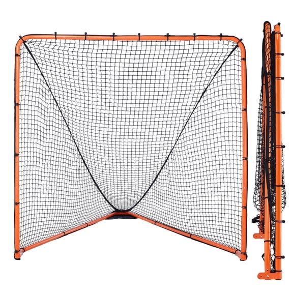 Portable Lacrosse Goal Net, 6x6 Feet Steel Frame Folding Training Equipment for Backyard, Quick Setup for Youth and Adult Practice, Orange