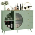 thumbnail image 2 of Homfa Coffee Bar Cabinet with 3 Drawers & Glass Door, Modern Buffet Sideboard Bar Table for Dining Room, Green, 2 of 7
