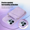 thumbnail image 7 of for iPhone 12 Pro Max Wallet Case Crossbody Strap, Zipper Phone Case with Card Holder Wrist Strap Purse Cover with Kickstand Compatible with iPhone 12 Pro Max 6.7 inch - Purple, 7 of 7