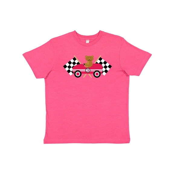 Inktastic Race Car Racing Bear Animal Youth T-Shirt