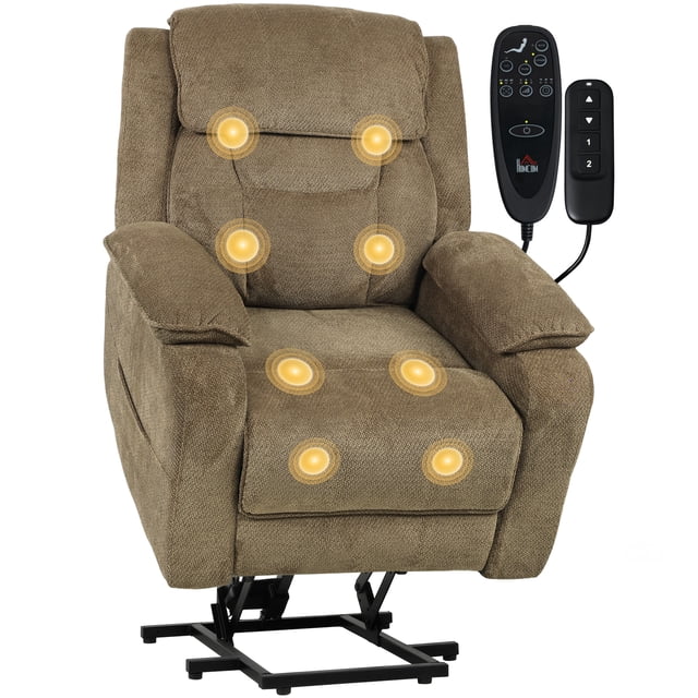 HOMCOM Massage Power Lift Recliner Chair for Elderly Reclining Chair Brown