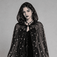 thumbnail image 5 of Jiibva Sheer Mesh Witch Cloak Celestial Star Moon Hooded Cape Black 210cm, 5 of 7