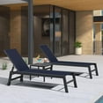 thumbnail image 6 of PURPLE LEAF Patio Chaise Lounge Set 2 Pieces Textilene Pool Lounge Chairs with Wheels Sunbathing Chair for Outdoor, Beach, Yard, Side Table Included, Navy Blue, 6 of 10