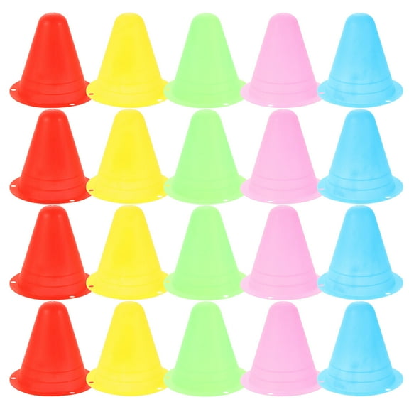 KAJNBN 20Pcs Mini Cones for Sports Skating Training Cones PE Material Balance Improvement Yellow Red Green Blue Pink