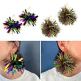 thumbnail image 5 of Yoetaun Festive Mardi Gras Festival Earrings Earring Sparkling Poms Poms Earrings for Outdoor Karneval Celebrations Color 2, 5 of 8