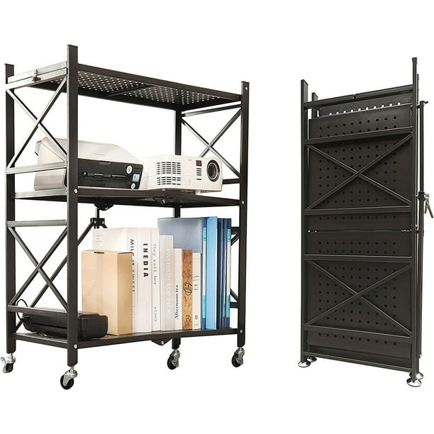 Folding Shelf 3 Tier,Folding Bookshelf,Foldable Shelf,Metal Folding