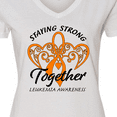 thumbnail image 4 of Inktastic Leukemia Awareness Staying Strong Together and Orange Ribbon Women's V-Neck T-Shirt, 4 of 5
