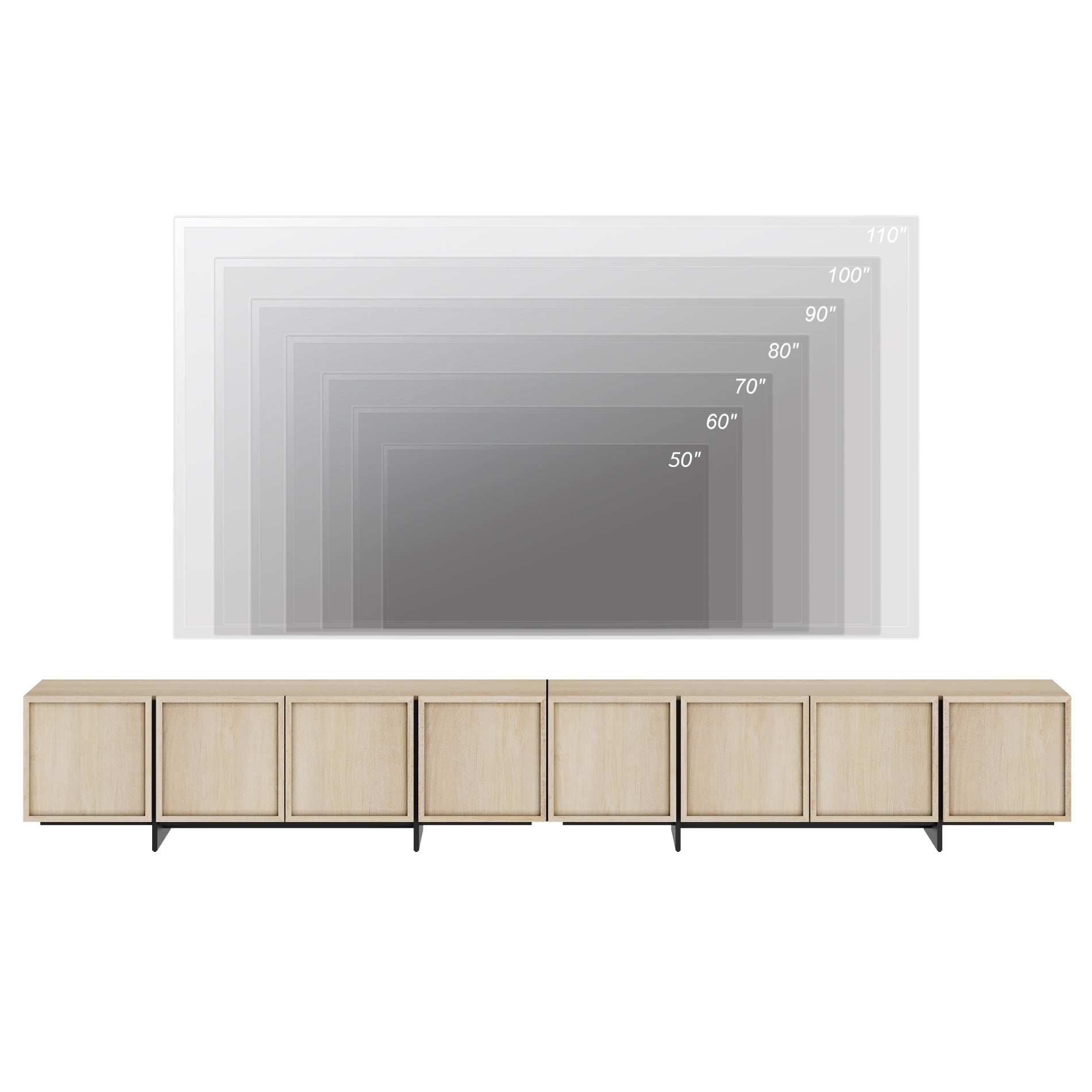 WAMPAT Modern TV Stand - Media Console Table for 32-110 inch TVs, Wood Entertainment Center with Storage Cabinets for Living Room，Beige