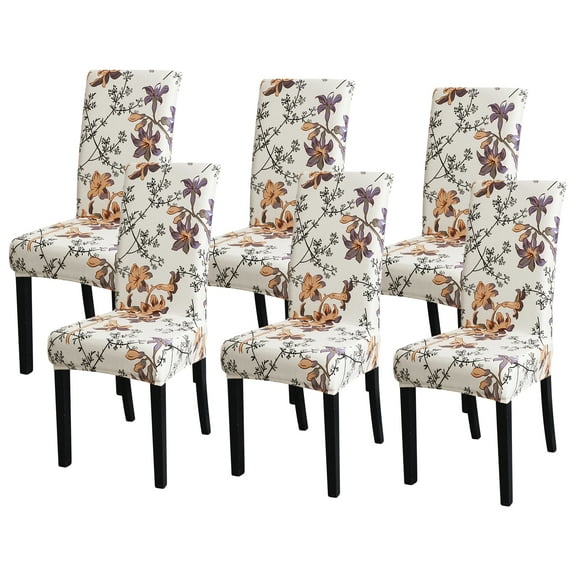 EVOLLER Chair Covers for Dining Room Set of 6,Stretch Kitchen Chair Slipcover 6 Pieces, Parson Chair Cover 6 Pack, Washable and Removable (Morning glory)