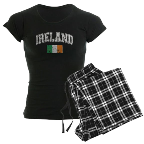 CafePress - Ireland Flag Pajamas - Women's Short Sleeve Print T-Shirt and Pants Dark Cotton Pajama Set