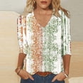 thumbnail image 5 of BangWanChi 3/4 Length Sleeve Womens Tops Plus Size Tunic Fashion Woman Casual V Neck Printing Blouse 3/4 Sleeve T-Shirt Summer Tops, 5 of 5