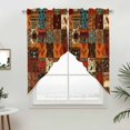 thumbnail image 3 of Vintage Boho Swag Valances for Windows 2 Pack Rust Brown Exotic Ethnic Native Geometric Swag Kitchen Curtains 45 Inches Long Rod Pocket Short Window Treatment for Kitchen Bathroom 36"x45", 3 of 9
