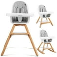 thumbnail image 1 of Babyjoy 3-in-1 Convertible Wooden Baby High Chair w/ Tray Adjustable Legs Cushion Gray, 1 of 10