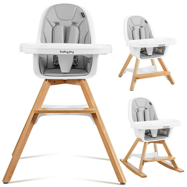 Convertible Wooden Baby High Chair, Wooden High Chair With Removable Tray