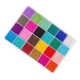 thumbnail image 1 of 24 Grids 1000pcs Glass Seed Beads Set with Elastic Thread Scissors Polished DIY Handcraft Seed Beads Kit for Jewelry, 1 of 8