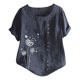 thumbnail image 1 of Gibobby Blusa Casual de Mujer Nueva camiseta algodón informal con estampado Retro literario y artístico elegante para mujer(Azul oscuro,XL), 1 of 4