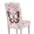 thumbnail image 2 of Xoenoiee Pink Butterfly Flower Print Chair Covers for Dining Room, Stretch Dining Chair Cover, Washable Spandex Kitchen Parsons Chair Slipcovers for Home Party, 1 Set, 2 of 7