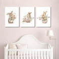 thumbnail image 2 of 3Pcs Nursery Bunny Canvas Wall Art Cute Bunnies and Wildflowers Wall Decor Pictures Boho Watercolor Floral Posters Prints for Girls Room Baby Room Decoration 16x24in, 2 of 5