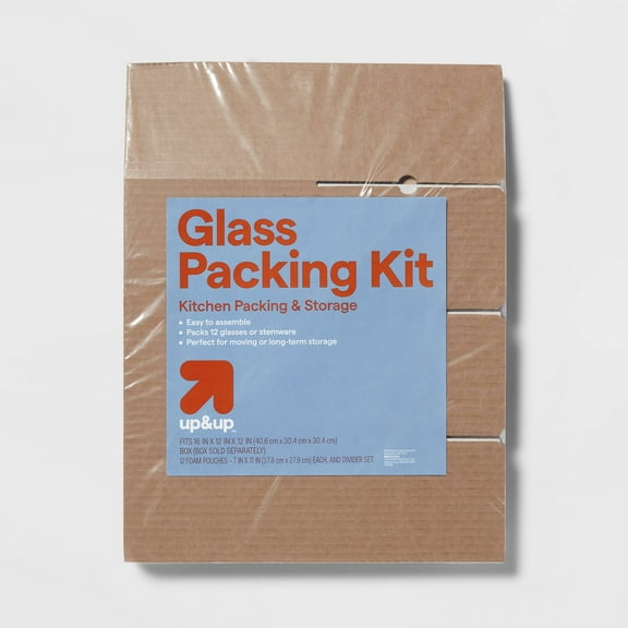 Glass Kit: Moving Supplies, Glass Packing Kit, Mailing Boxes, Chipboard, Flap Closure, Brown, 12" Width"