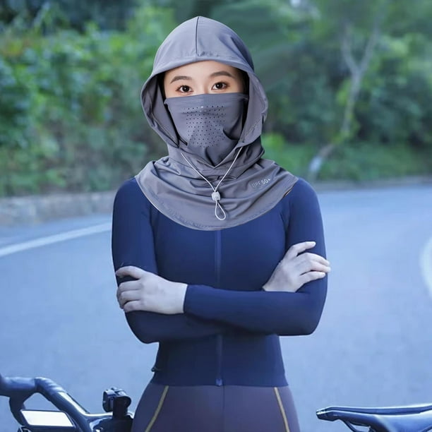 Pasamontañas de verano, protección ar, cómodo, transpirable, con malla nasal, sombrero para el para viajes, motocicleta, pesca, camping, ciclismo. Gris oscuro