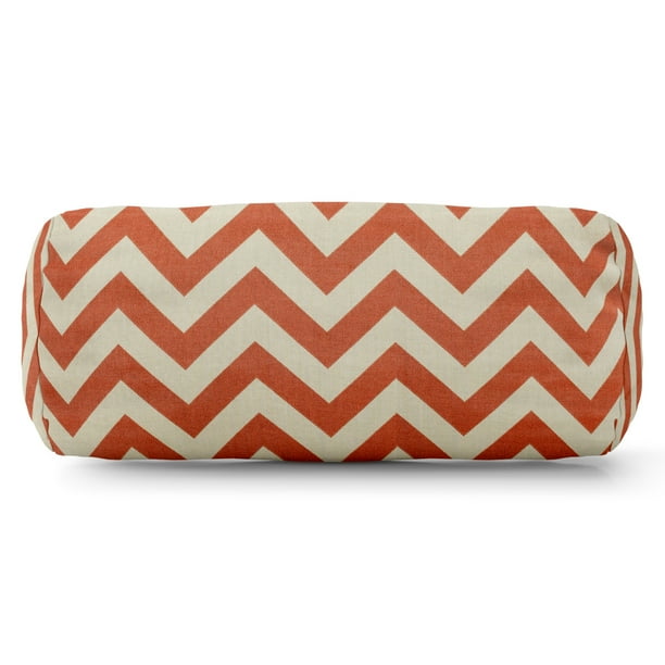 Majestic Home Goods Indoor Outdoor Burnt Orange Chevron Round Bolster