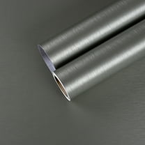 CHIHUT Silver Grey Wallpaper Brushed Stainless Steel Contact Paper for Appliances 17.7"x100" Metallic Wallpaper Stick and Peel Countertops Heat Resistant Kitchen Wallpaper for Refrigerator Oven