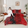 thumbnail image 4 of Feelyou Fashion Bowknot Kids Bedding Comforter Set, Red Zebra Leopard Print Twin Comforter Sets, Dreamy Stars Galaxy Reversible Bedding Set, Microfiber Bedroom Decor, 2pcs, 4 of 8