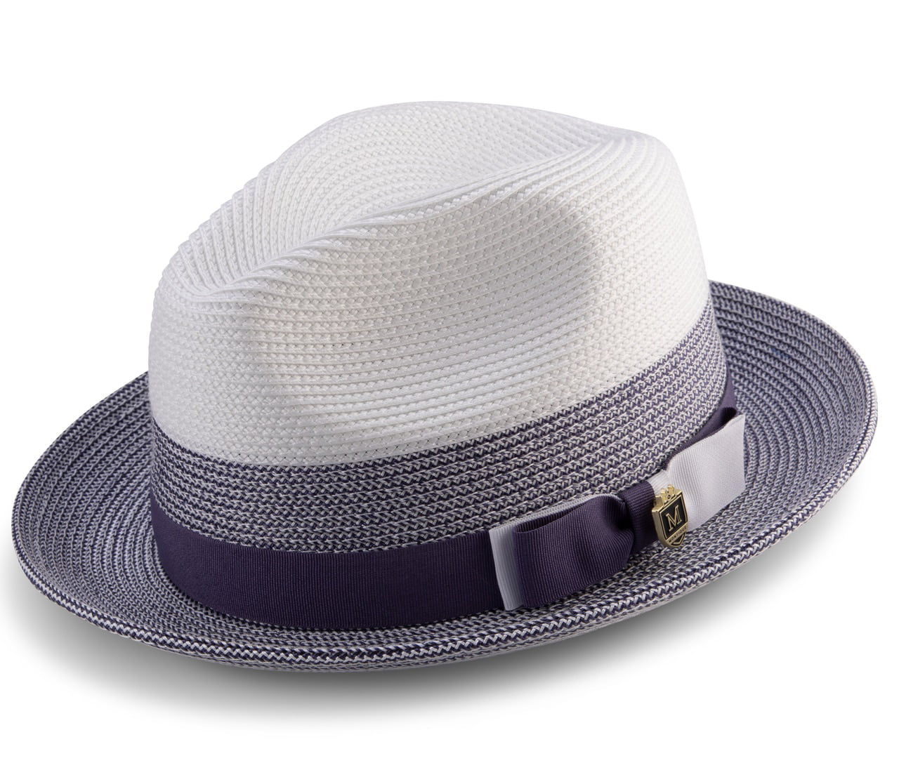 Men's Braided Two Tone Stingy Brim Pinch Fedora Hat in Purple - H69 ...