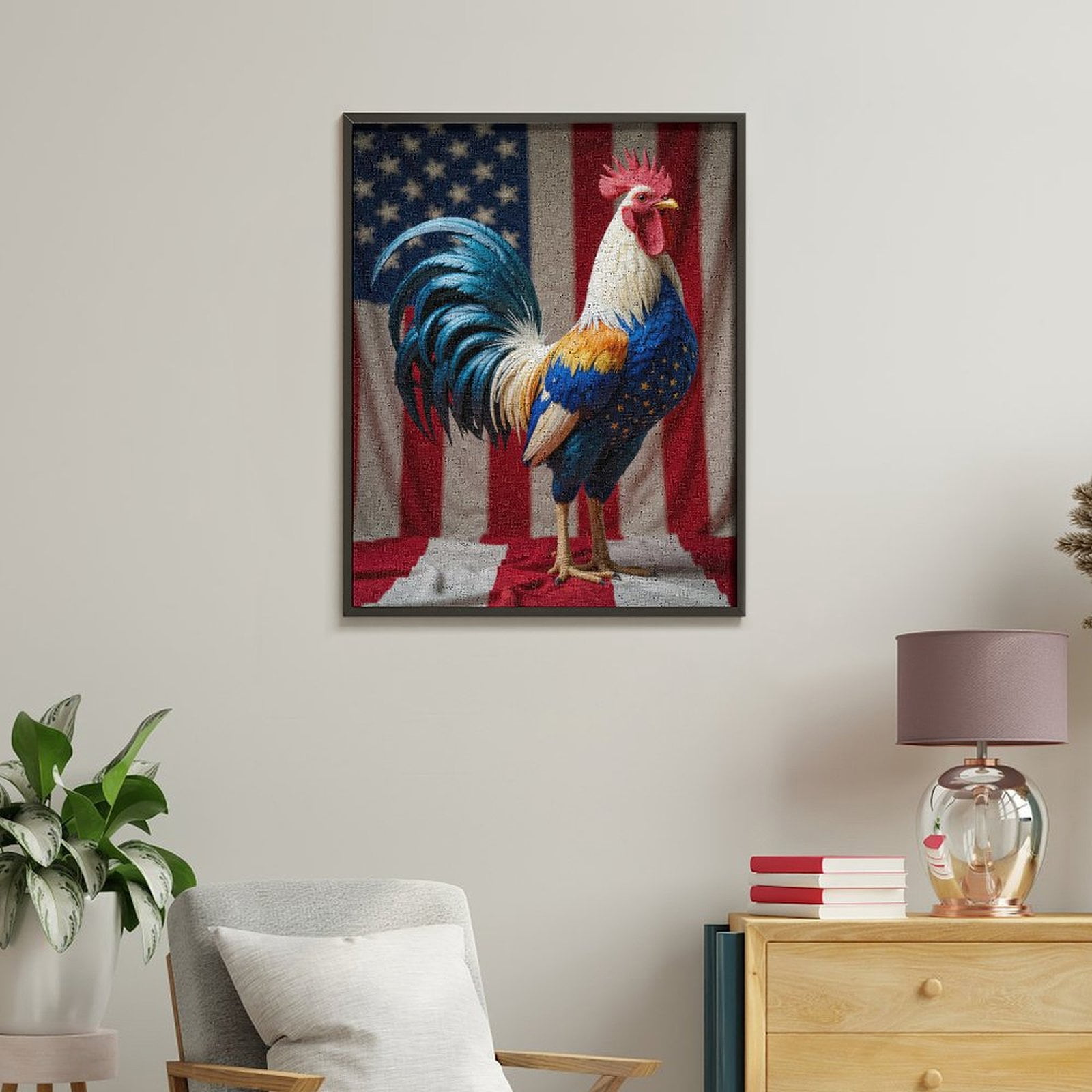 Paint By Numbers Kit for Adults Beginner - DIY Patriotic Rooster Display Canvas Painting Kits for Adults, Frameless Paint By Number for Adults for Home Wall Decor 16x20 Inch